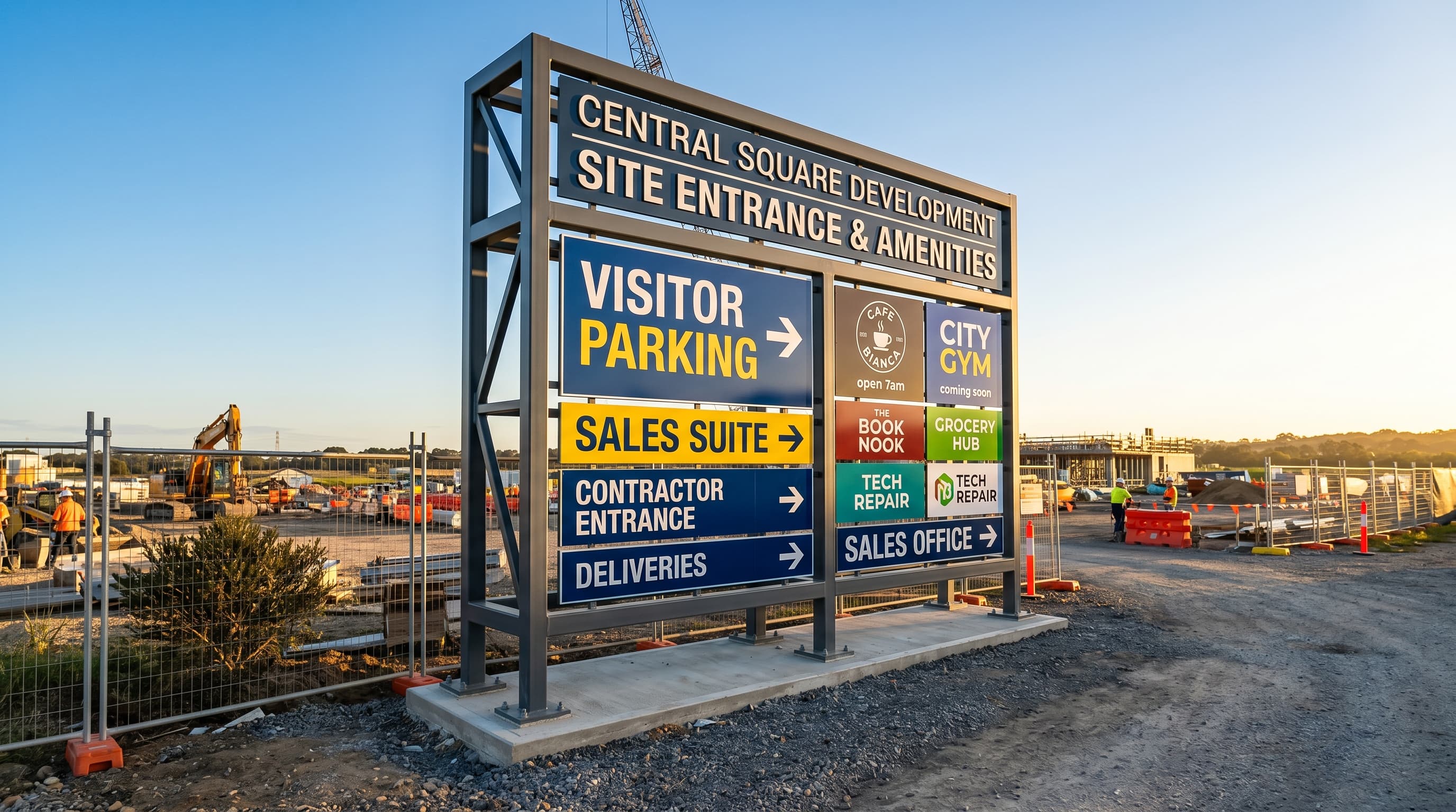 Large outdoor construction site signage