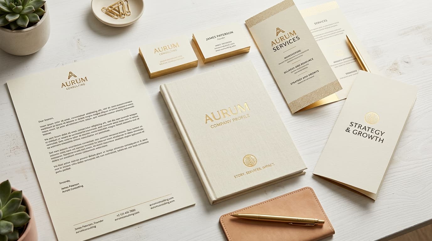 Business cards, brochures and booklet print samples
