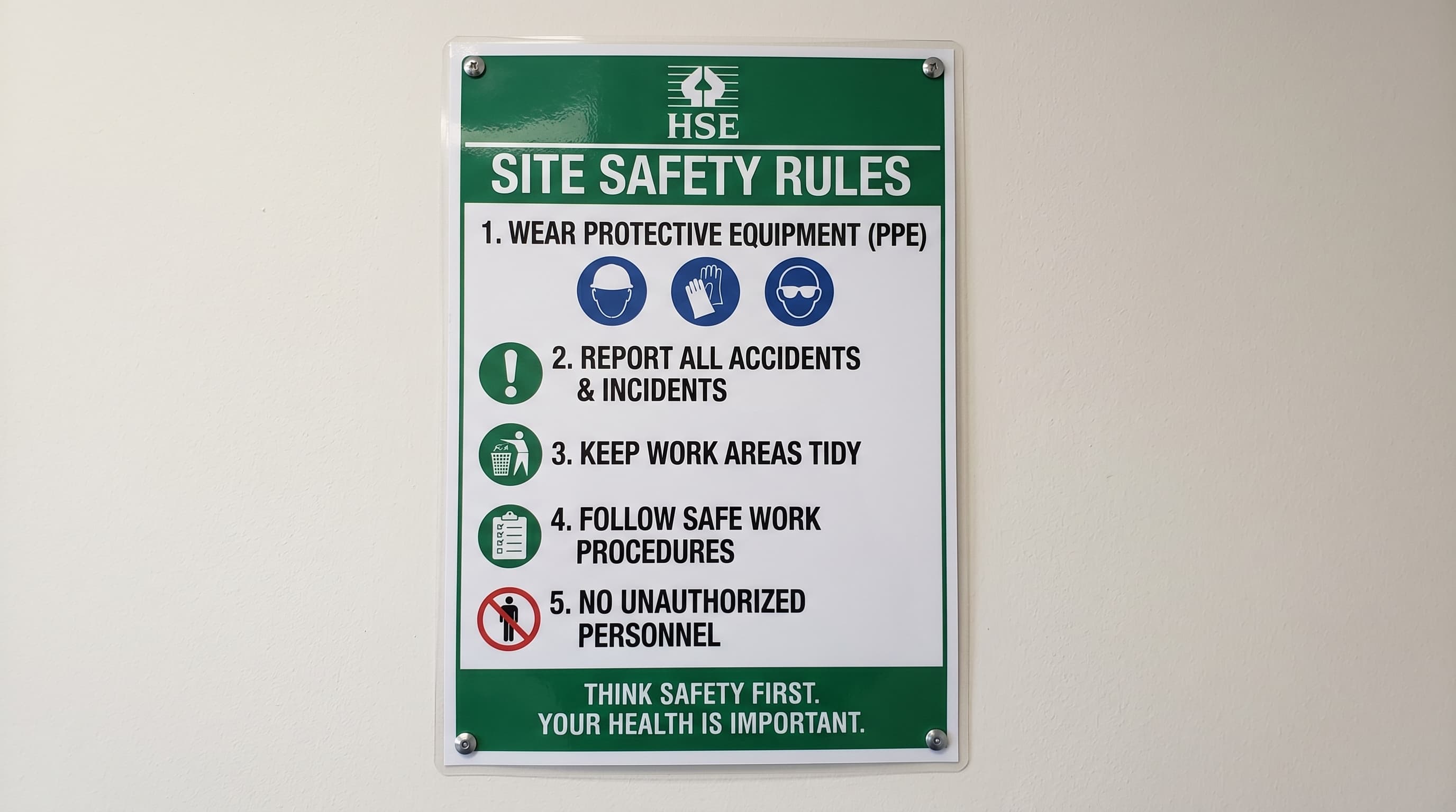 Laminated HSE safety poster